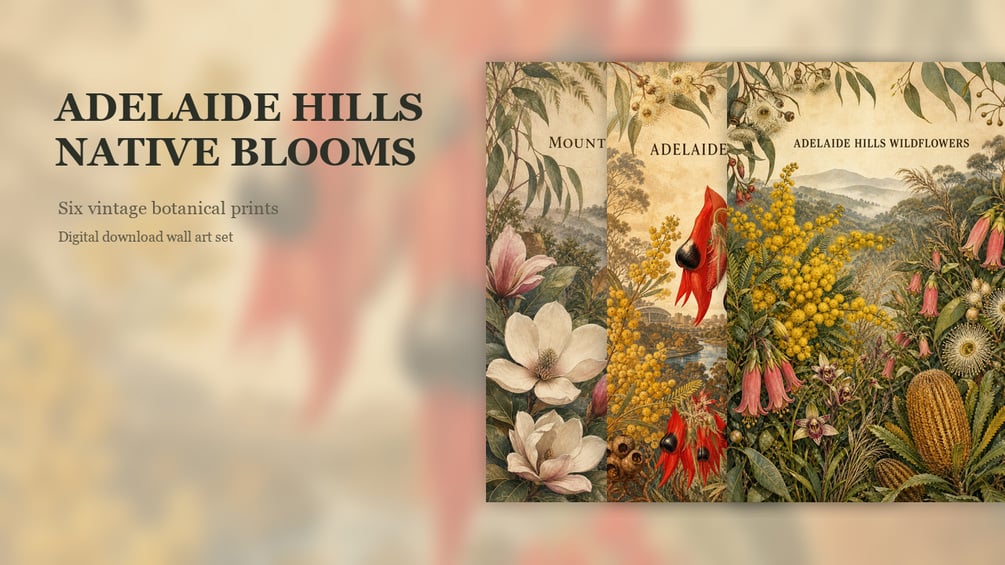 Adelaide & Adelaide Hills Botanical six-artwork printable wall art set preview