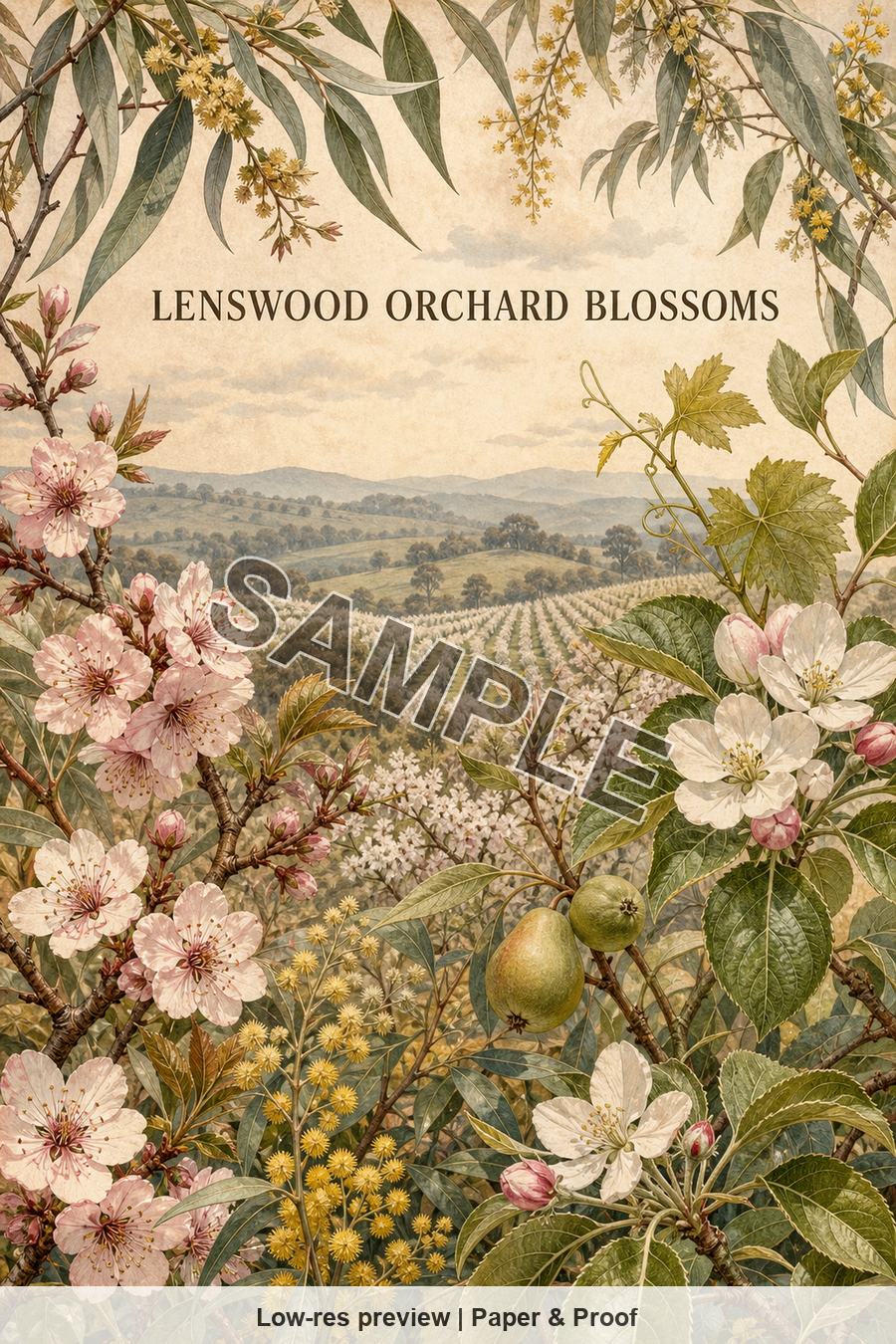 Low-resolution watermarked preview of Lenswood Orchard Blossoms from the Adelaide & Adelaide Hills Botanical set