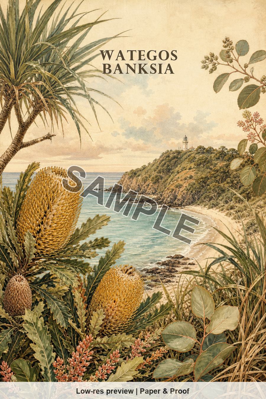 Low-resolution watermarked preview of Wategos Banksia from the Byron Bay Blooms set