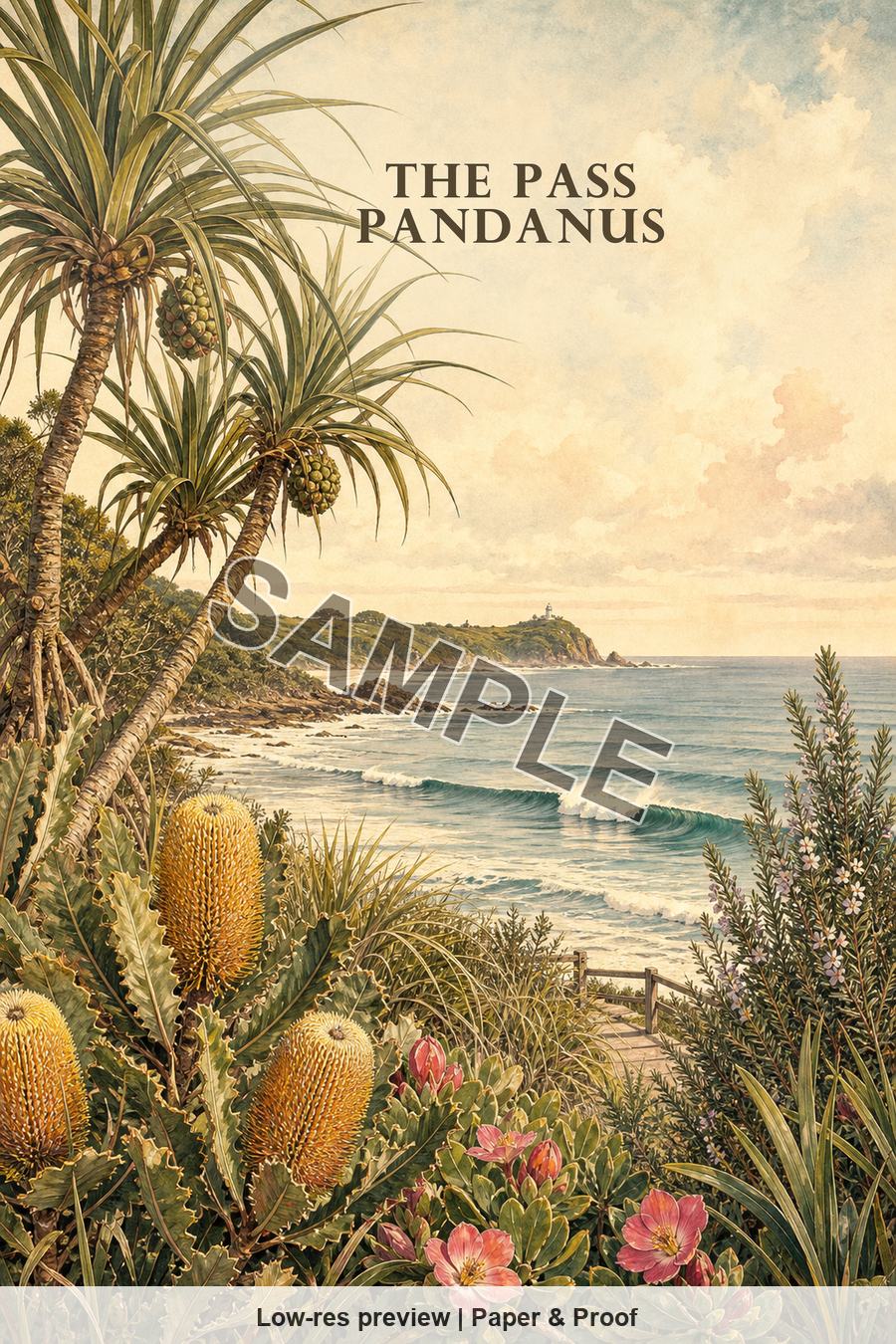Low-resolution watermarked preview of The Pass Pandanus from the Byron Bay Blooms set