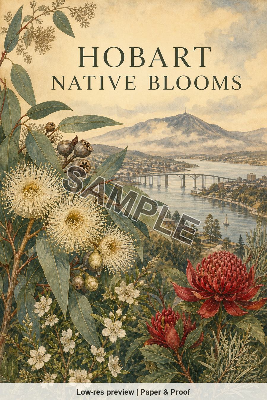 Low-resolution watermarked preview of Hobart Native Blooms from the Hobart Tasmania Native Blooms set