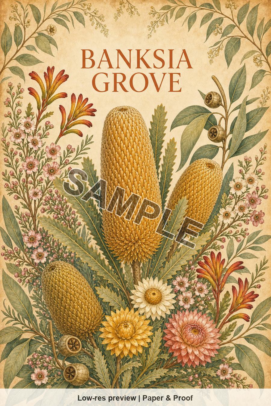 Low-resolution watermarked preview of Banksia Grove from the Perth Native Blooms set