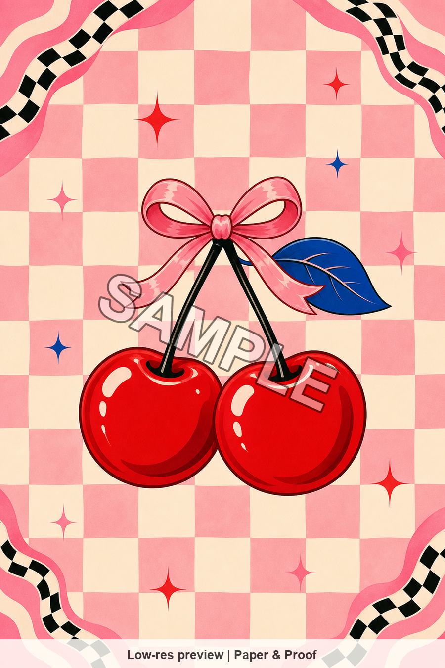 Low-resolution watermarked preview of Pink Checker Cherries from the Retro Pop Cherry set