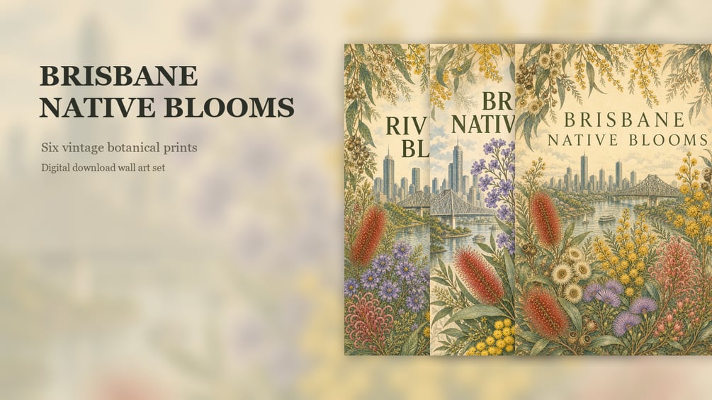 Brisbane Native Blooms six-artwork printable wall art set preview