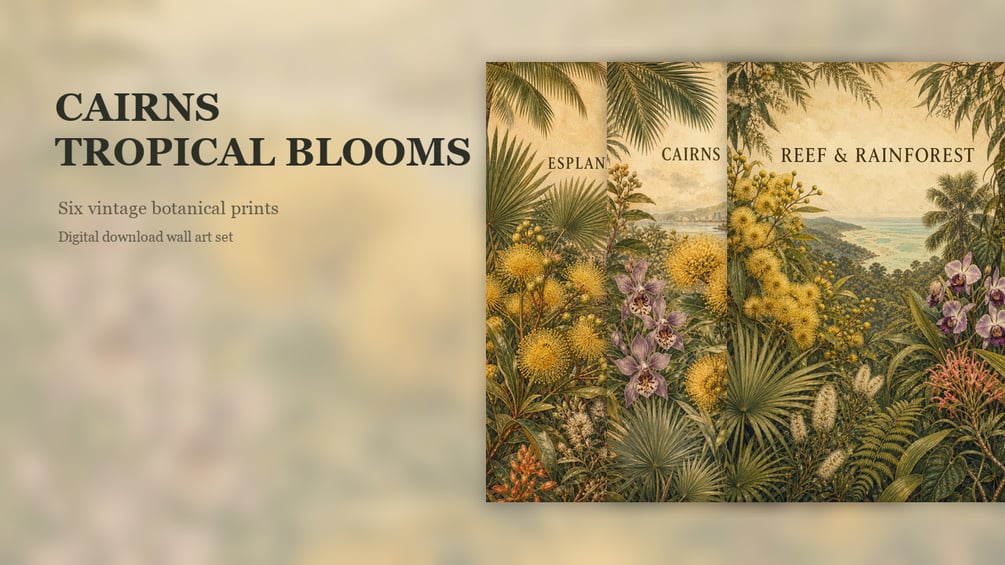 Cairns Tropical Blooms six-artwork printable wall art set preview