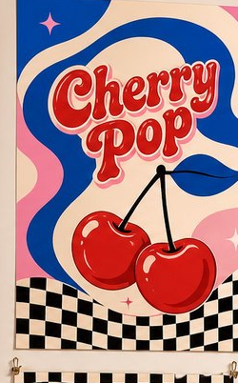 Cherry Pop retro printable wall art preview
