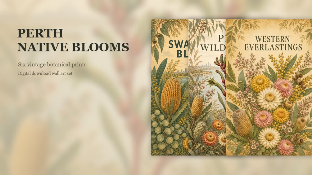 Perth Native Blooms six-artwork printable wall art set preview