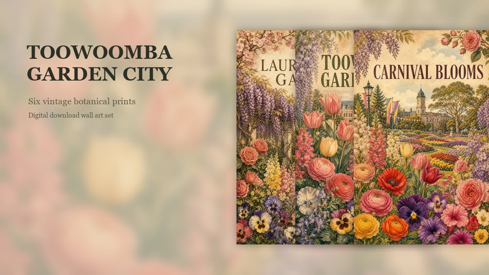 Toowoomba Garden City six-artwork printable wall art set preview